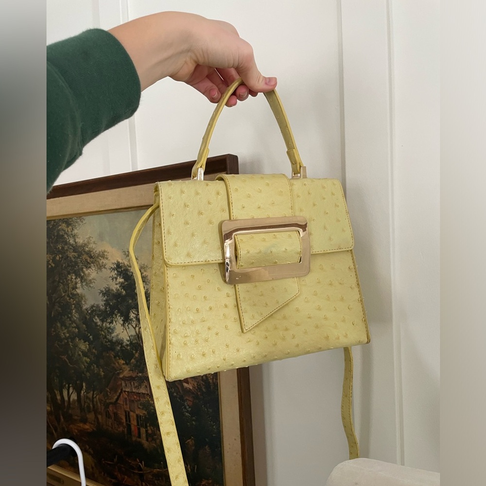 VTG Grossi New York Croc Leather Elegant Yellow Handbag